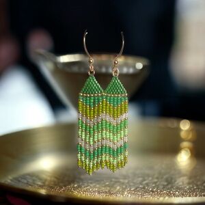 3 inch free flowing fringe earrings…..handmade by me😊….